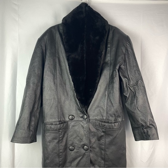 Direct Action D.A.N.Y New York Leather Trench Coat Fur - Picture 1 of 12